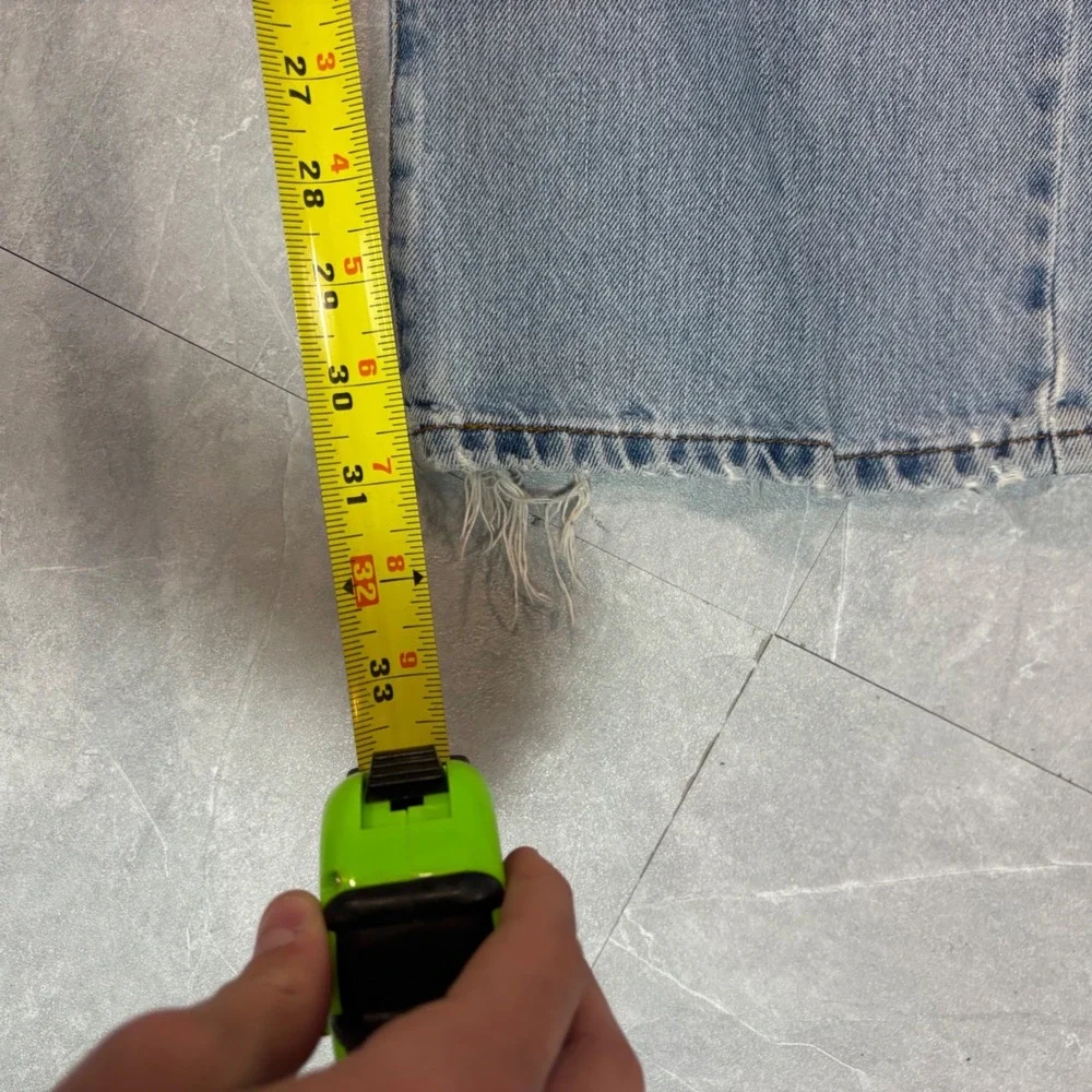 Levis Bootcut Jeans Mens 37x30 Light Wash Distressed Frayed Denim Pants 527